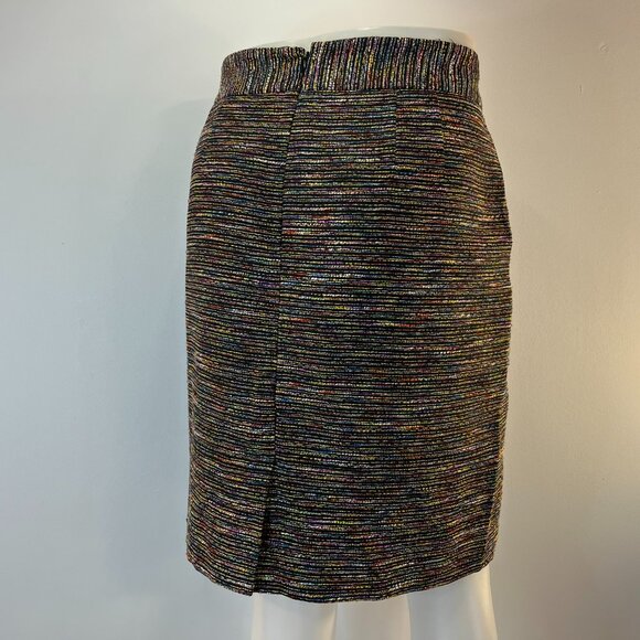 Ann Taylor Loft Women's Black Multi Stripe Tweed Skirt - Size 14 - Picture 4 of 5